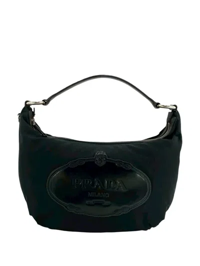 Pre-owned Prada 2000-2015 Canapa Logo Tessuto Hobo Bag In Black