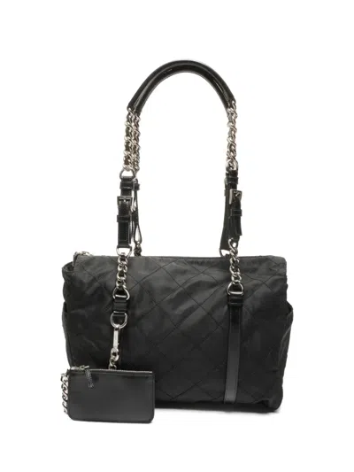 Pre-owned Prada 2000-2015 Quilted Chain Shoulder Bag In Black