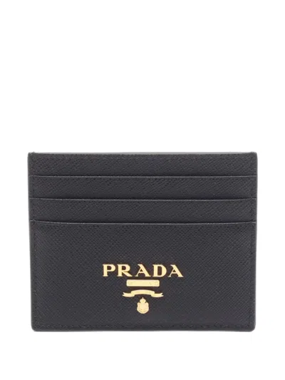 Pre-owned Prada 2000-2015 Saffiano Case Card Holder In Black