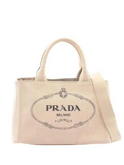 Pre-owned Prada 2000-2016 Small Canvas Canapa Logo Satchel In Neutrals