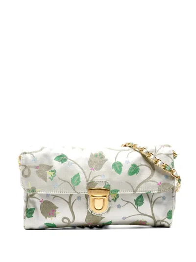 Pre-owned Prada 2000-2020 Brocade Floral-pattern Shoulder Bag In Gray