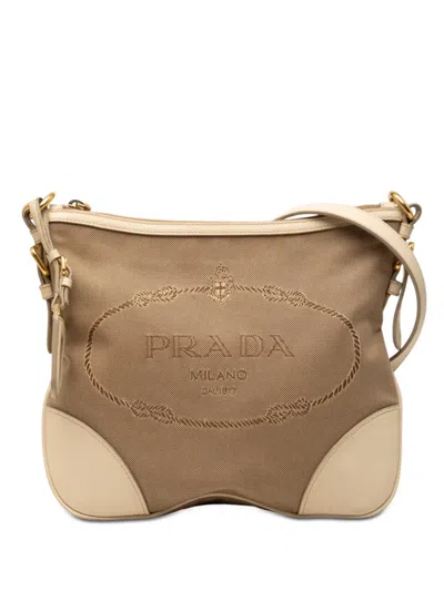 Pre-owned Prada 2000-2020 Canvas Canapa Logo Crossbody Bag In Brown