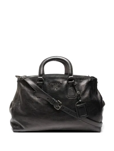 Pre-owned Prada 2000-2020 Leather Tote Bag In Black