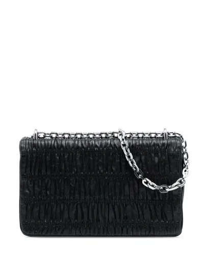 Pre-owned Prada 2000-2025 Nappa Gaufre Shoulder Bag In Black