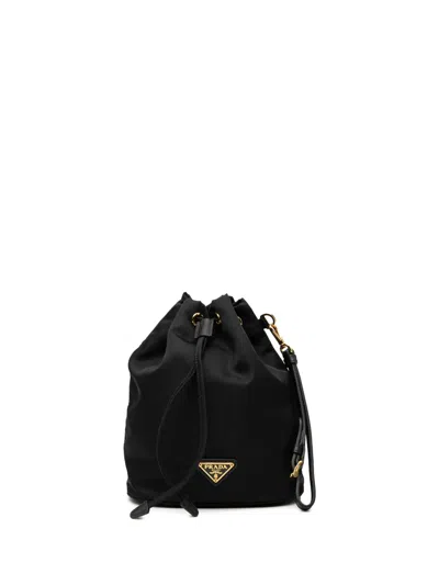 Pre-owned Prada 2000-2025 Tessuto Drawstring Pouch In Black