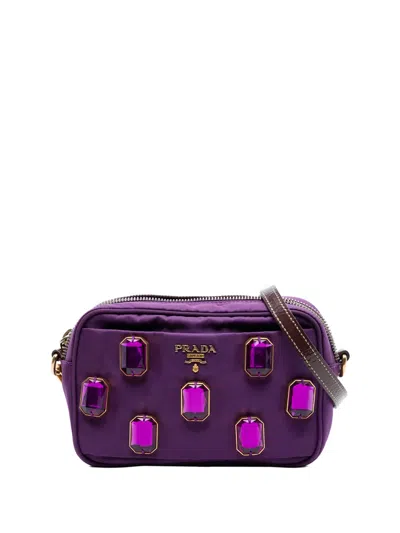 Pre-owned Prada 2000-2025 Tessuto Pietre Camera Bag Crossbody Bag In Purple