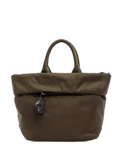 Pre-owned Prada 2000-2025 Tessuto Reversible Satchel In Brown