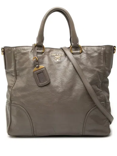 Pre-owned Prada 2000-2025 Vitello Shine Satchel In Brown