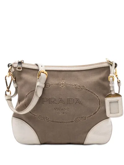 Pre-owned Prada 2000-2026 Canvas Canapa Logo Crossbody Bag In Brown