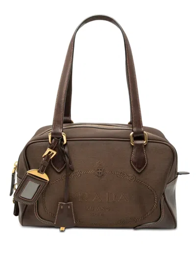 Pre-owned Prada 2000-2026 Canvas Canapa Logo Satchel In Brown