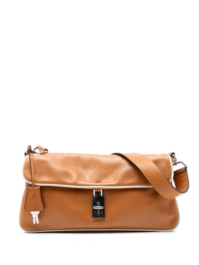 Pre-owned Prada 2000-2026 Leather Shoulder Bag In Brown