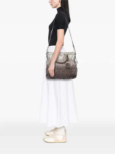 Pre-owned Prada 2000-2026 Nappa Gaufre Ombre Satchel In Neutrals
