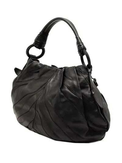 Pre-owned Prada 2000-2026 Nappa Mordore Ruffle Hobo Bag In Black