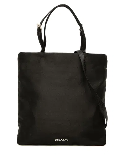 Pre-owned Prada 2000-2026 Raso Convertible Tote Satchel In Black