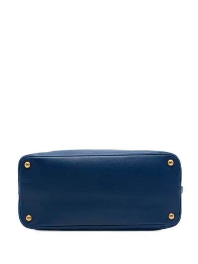 Pre-owned Prada 2000-2026 Saffiano Cuir Dome Bag Satchel In Blue