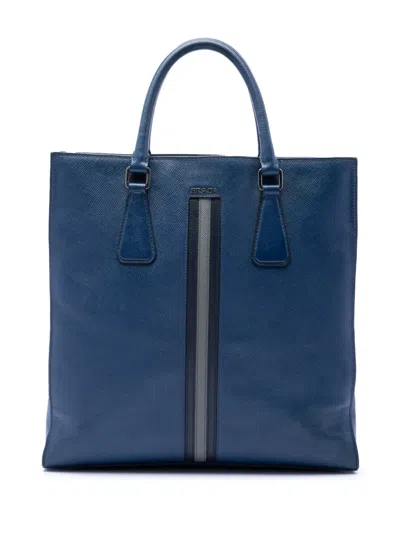 Pre-owned Prada 2000-2026 Saffiano Lux Tote Bag In Blue