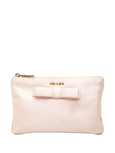 Pre-owned Prada 2000-2026 Satin Bow Pouch In Pink