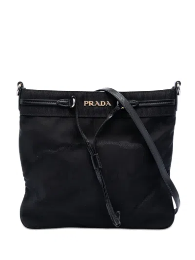 Pre-owned Prada 2000-2026 Tessuto Canapa Logo Crossbody Bag In Black