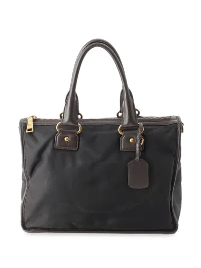 Pre-owned Prada 2000-2026 Tessuto Canapa Logo Satchel In Black