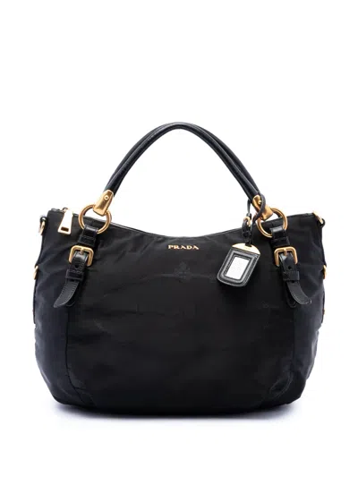 Pre-owned Prada 2000-2026 Tessuto Canapa Logo Satchel In Black