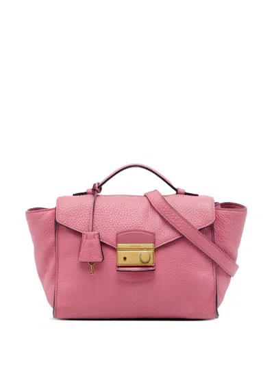 Pre-owned Prada 2000-2026 Vitello Daino Soundlock Satchel In Pink