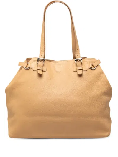 Pre-owned Prada 2000-2026 Vitello Daino Tote Bag In Brown
