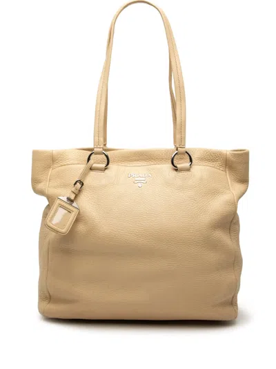 Pre-owned Prada 2000-2026 Vitello Daino Tote Bag In Neutral