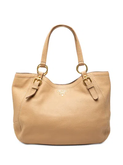 Pre-owned Prada 2000-2026 Vitello Daino Tote Bag In Neutral