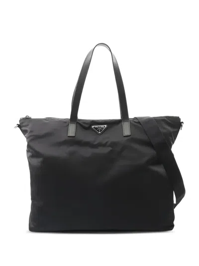 Pre-owned Prada 2000s 2way Logo-plaque Tote Bag In Black