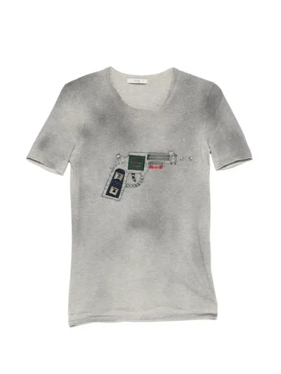 Pre-owned Prada 2000s Appliqué-detail T-shirt In Gray