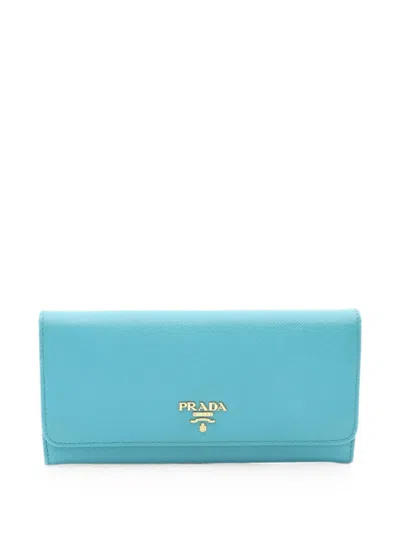 Pre-owned Prada 2000s Bi-fold Long Wallet In Blue