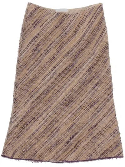 Pre-owned Prada 2000s Bouclé Skirt In Neutrals