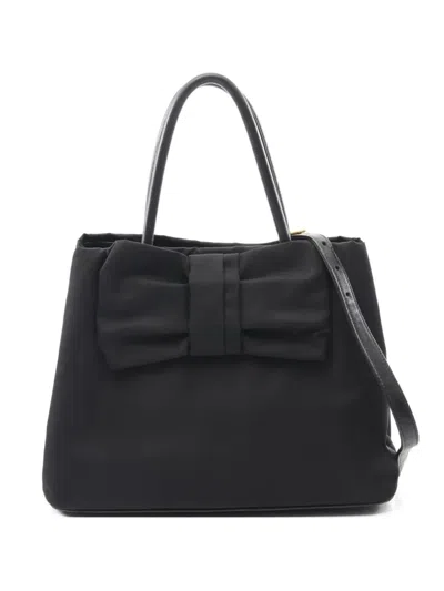 Pre-owned Prada 2000s Bow-detail Tote Bag In Black