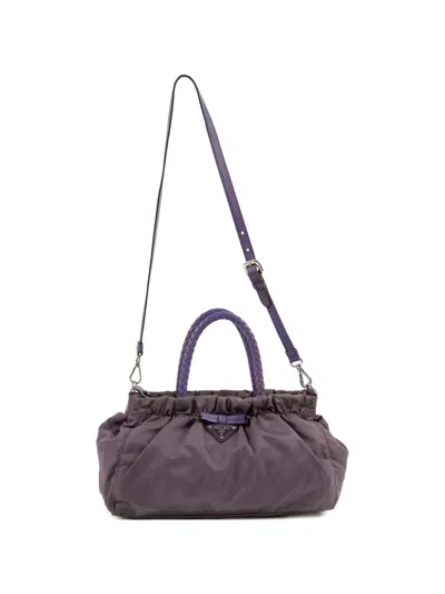 Pre-owned Prada 2000s Braided Handle Tote Bag In Purple