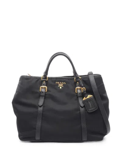 Pre-owned Prada 2000s Buckled Tote Bag In Black