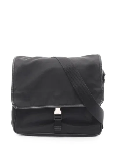 Pre-owned Prada 2000s Buckle-fastening Messenger Bag In Black