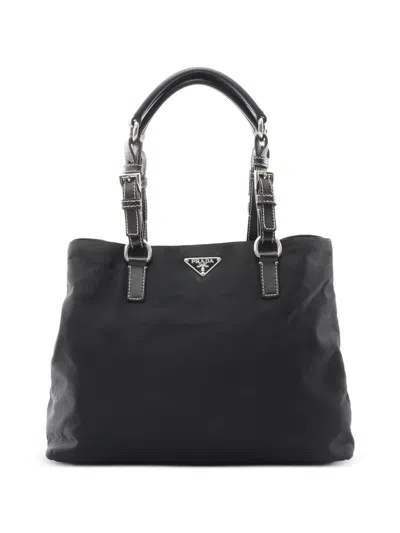 Pre-owned Prada 2000s Buckle-handle Tote Bag In Black