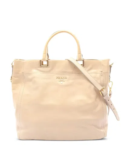Pre-owned Prada 2000s Calf Leather Tote Bag In Neutral