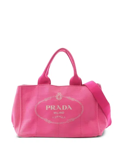 Pre-owned Prada 2000s Canapa 2way Tote Bag In Pink