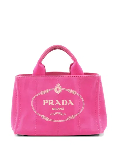 Pre-owned Prada 2000s Canapa Canvas Tote Bag In Pink