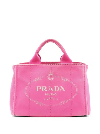 Pre-owned Prada 2000s Canapa Canvas Tote Bag In Pink