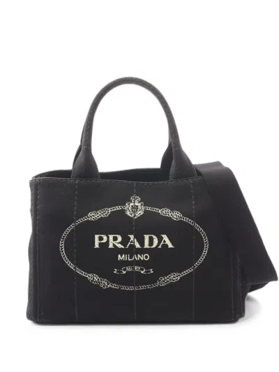 Pre-owned Prada 2000s Canapa Logo-print Tote Bag In Black