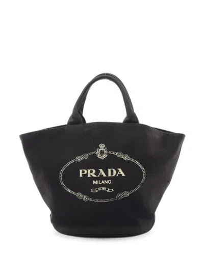Pre-owned Prada 2000s Canapa Logo-print Tote Bag In Black