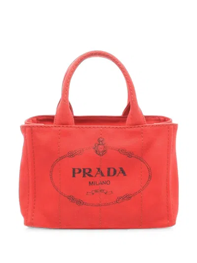 Pre-owned Prada 2000s Canapa Logo-print Tote Bag In Red