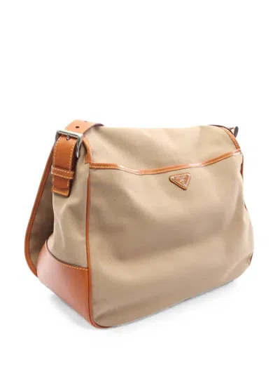 Pre-owned Prada 2000s Canapa Shoulder Bag In Neutral