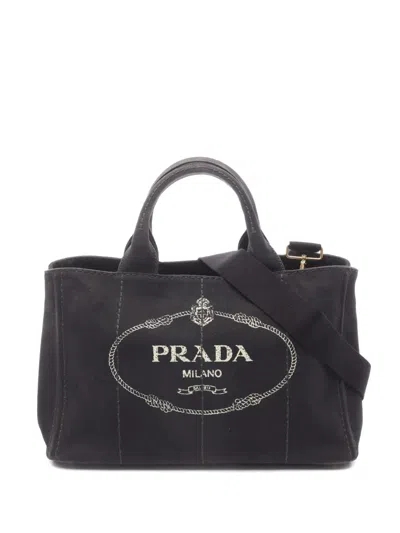 Pre-owned Prada 2000s Canapa Tote Bag In Black