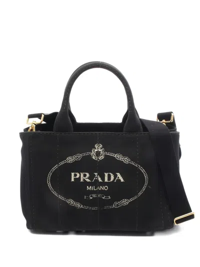 Pre-owned Prada 2000s Canapa Tote Bag In Black