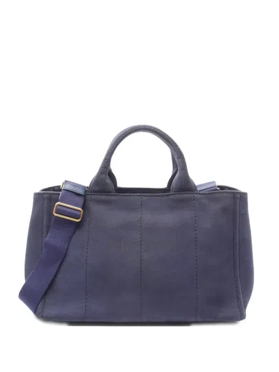 Pre-owned Prada 2000s Canapa Tote Bag In Blue