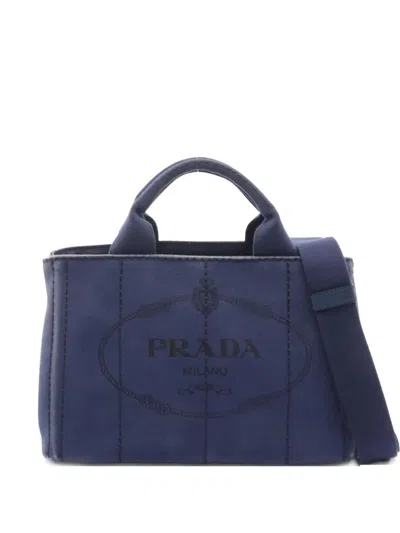 Pre-owned Prada 2000s Canapa Tote Bag In Blue
