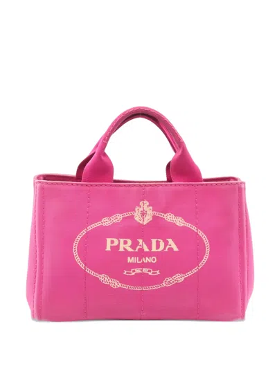Pre-owned Prada 2000s Canapa Tote Bag In Pink